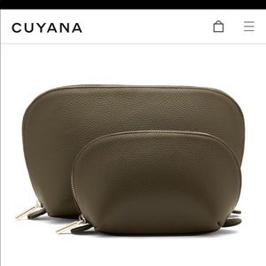 Cuyana leather travel case set (2 bags) - olive color